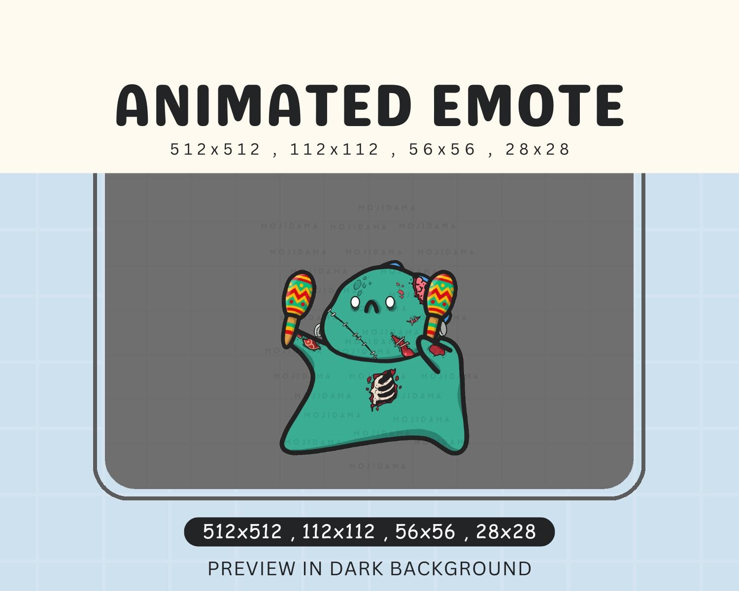 Halloween Godzilla Dance Emotes Zombie: Cute Animated Twitch Live Streaming