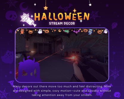 Halloween Twitch Decor Overlay: Animated Cat Ghost Stream Decoration Live Youtube Kick Vtuber