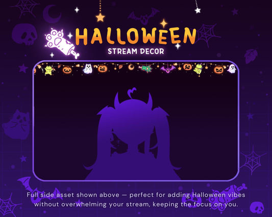 Animated Halloween Twitch Decoration Overlays: Frog Cute Stream Pumpkin Ghost Streamer Vtuber