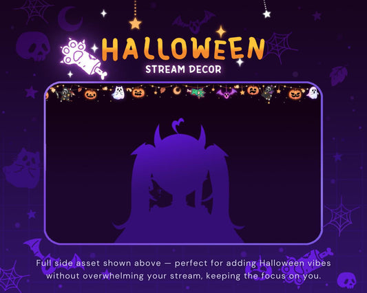 Animated Twitch Halloween Decoration Overlays: Cute Ghost Cozy Dark Decor Pumpkin Streamer Vtuber