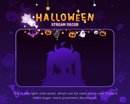 Animated Twitch Halloween Decoration Overlays: Cute Ghost Cozy Dark Decor Pumpkin Streamer Vtuber