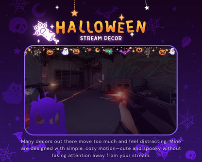 Cat Twitch Halloween Decoration Animation: Cute Kitten Pumpkin Decor Ghost Streamer Vtuber