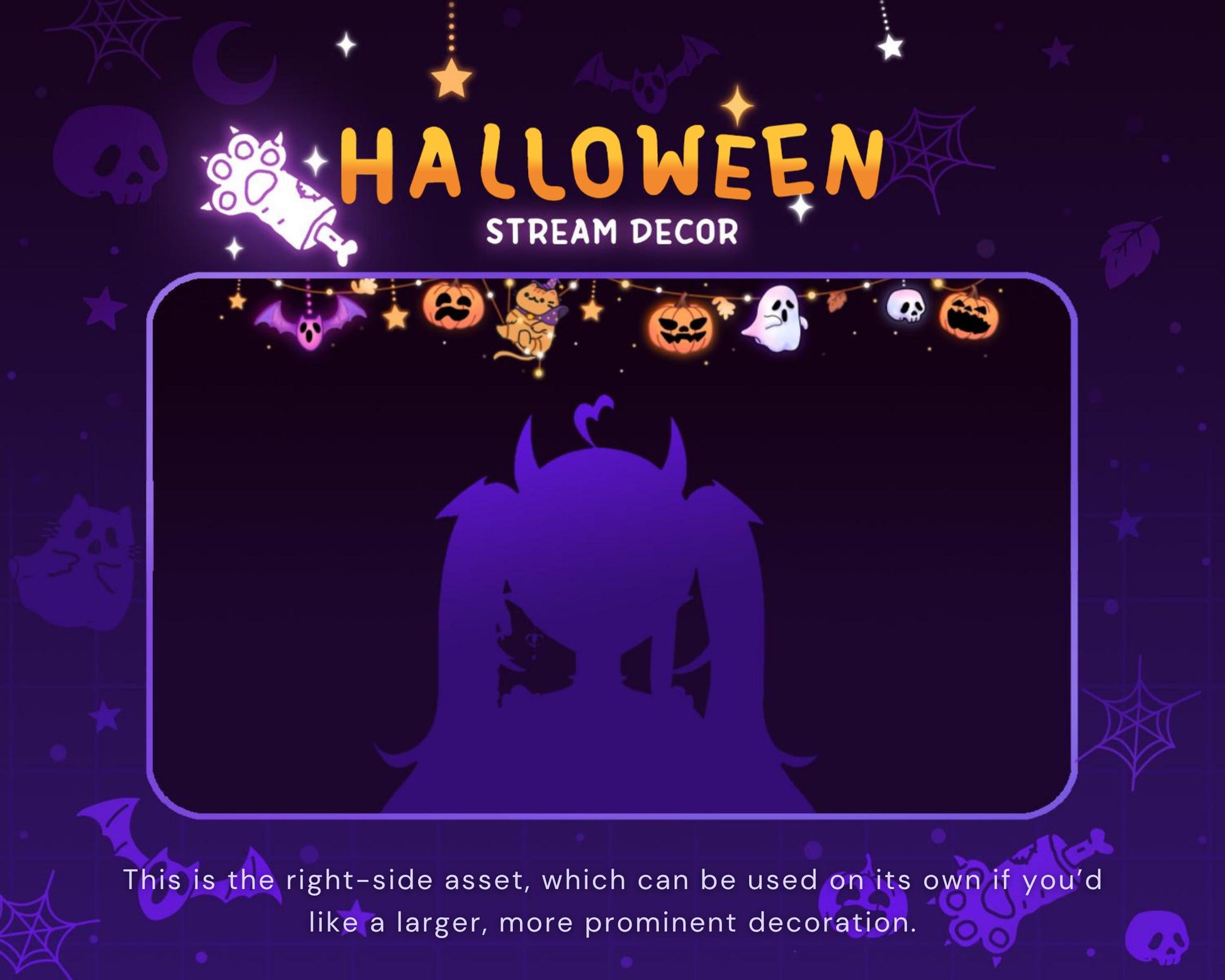 Cat Twitch Halloween Decoration Stream: Kitty Animated Cute Pumpkin Ghost Vtuber