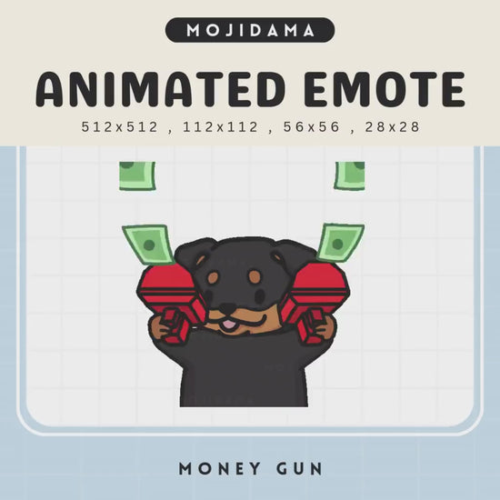 Dog Twitch Emotes Animation Money Rich Cute Chibi Animated Rottweiler Kawaii Emote Vtuber Streamer Live Streaming Discord Funny Emot Stream