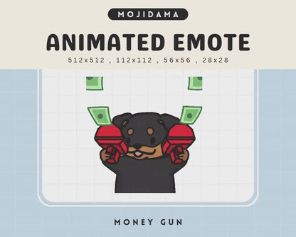 Dog Twitch Emotes Animation Money Rich Cute Chibi Animated Rottweiler Kawaii Emote Vtuber Streamer Live Streaming Discord Funny Emot Stream