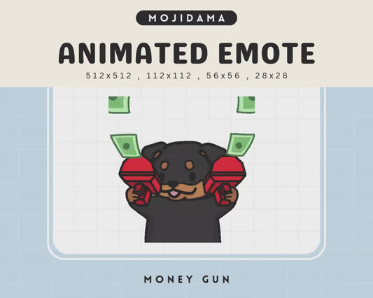 Dog Twitch Emotes Animation Money Rich Cute Chibi Animated Rottweiler Kawaii Emote Vtuber Streamer Live Streaming Discord Funny Emot Stream
