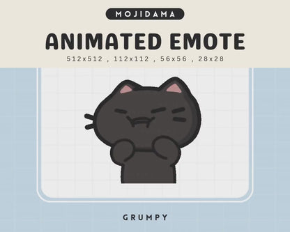 Grumpy Cat Emote: Animated Black Kitty Chibi (Digital Download)