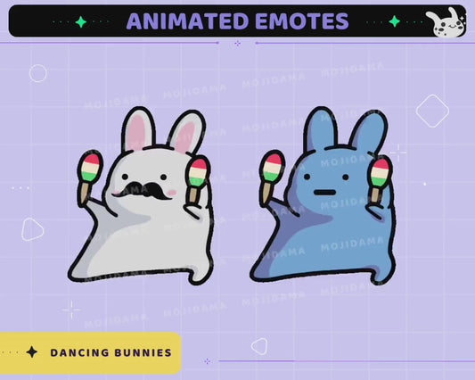 Dancing Bunnies Animated Emotes: Twitch/Kick/Discord (Digital Download)