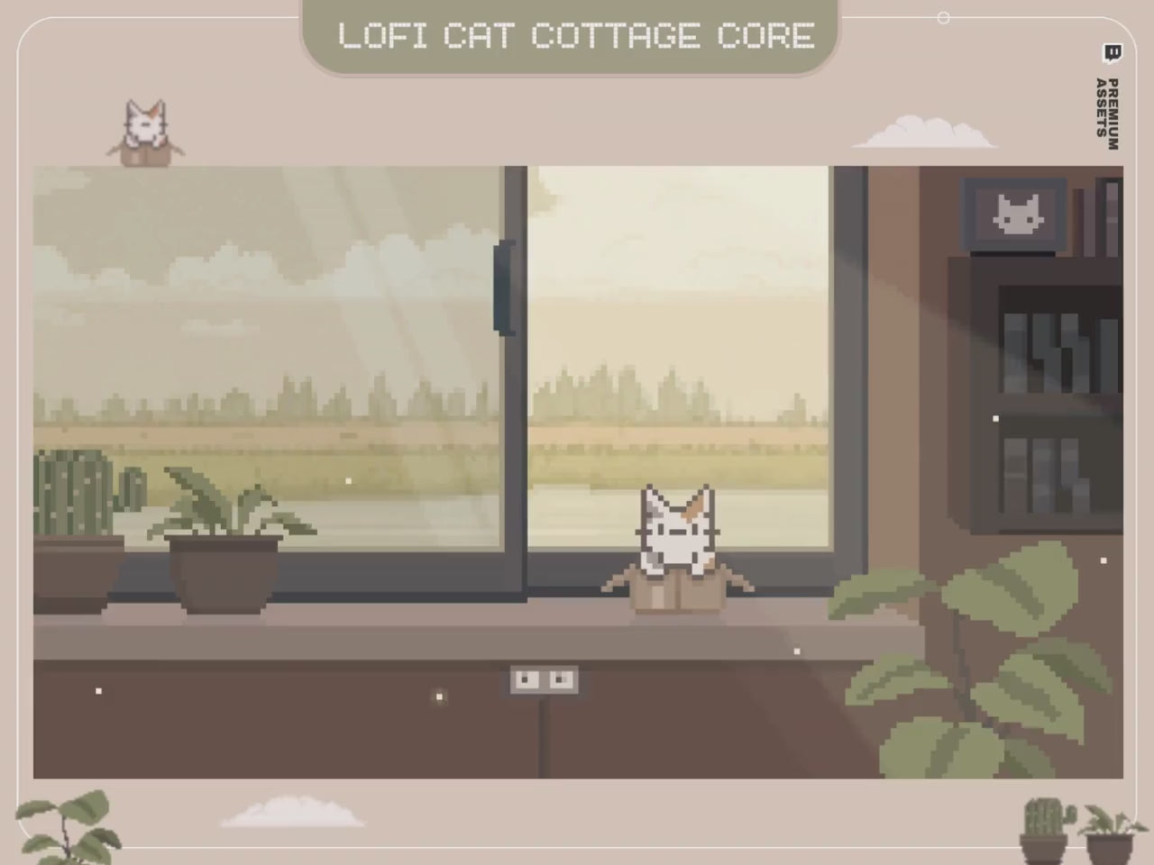 Cat Stream Animated Overlay Pack: Kitty Streamer Vtuber Kick Youtube Lofi