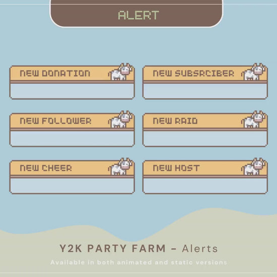 Y2K Party Farm Twitch Alerts: Animated Stream Overlay (Digital Download)