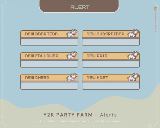 Y2K Party Farm Twitch Alerts: Animated Stream Overlay (Digital Download)