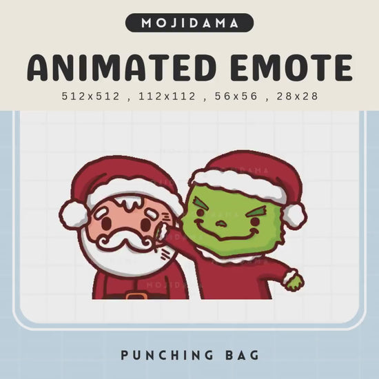 Grinch Santa Punching Bag Animated Emote: Chibi Xmas Vtuber (Digital File)