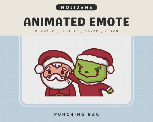 Grinch Santa Punching Bag Animated Emote: Chibi Xmas Vtuber (Digital File)